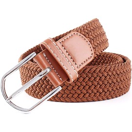 (2 Pack) Womens Stretch Canvas Braided Belt - Ladies Belts for Jeans, One Size, Brown & Black