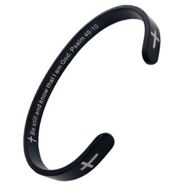 RENYILIN Brazalete inspirador de acero inoxidable con citas religiosas en inglés "Faith in Christian Bible versículos inspiradores"