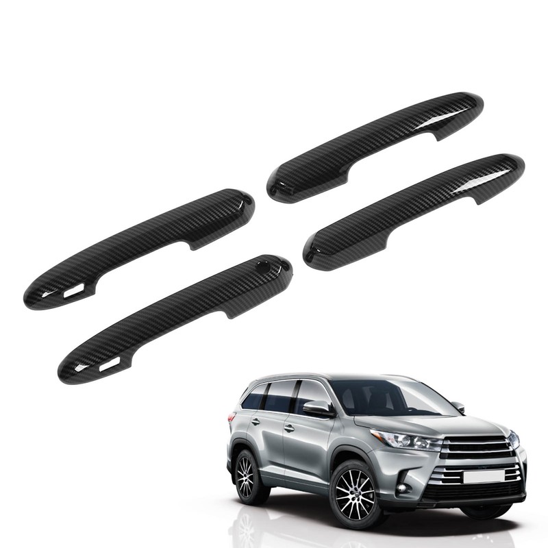 4pcs Gloss Black Carbon Fiber Style Exterior Door Handle Cover