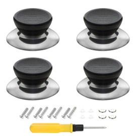 4 Pcs Pot Lid Knobs, Universal Pot Lid Cover Knob Replacement, Heat Resistant Kitchen Cookware Knob Handle, Bakelite Circular Handgrip Knobs for Casserole Kettle Glass Pot Pan Saucepan