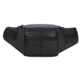Leather Bum Bag with 6 Zips