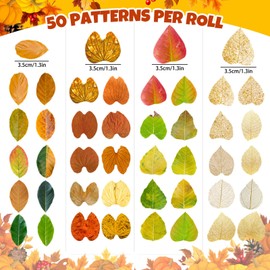 Whaline Fall Leaves Washi Tape, 4 Roll 200Pieces Assorted Autumn Maple Leaves Washi Tape Stickers Colorful Leaves Decorative Adhesive Masking Tape for Scrapbook Journaling DIY Art Crafts Supplies