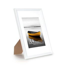 Baoee A4 white Picture Frame with 6x8 Mount,photo frame with acrylic glass, A4 Frame,Poster Frame, certificate frame,Wall Mountable