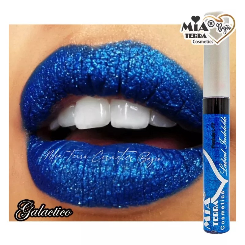 Mia Terra Labial Indeleble Acabado Mate Color Azul Mate