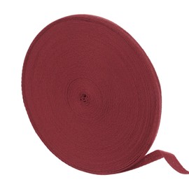 uxcell 50 Yardas de Cinta de Sarga de Algodón, Cinta de Bies de 10 mm de Tejido de Espiga para Ropa, Costura y Manualidades (Rojo Granate)
