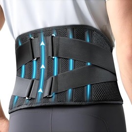 Soporte Lumbar para Hombres y Mujeres,Faja Lumbar Ajustable de Doble Compresión,Fajas Ortopédico con 6 Barras de Sujeción,Cinturón Transpirable que...