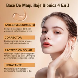 1PC Biomimic Foundation 4 In 1, base de maquillaje alta cobertura， SPF 50, larga duración e impermeable, Base Con Alta Cobertura，Hidratante sin perder polvo