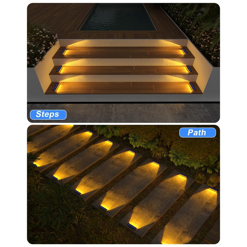 DetarZinLED Solar Step Lights for Outside,8 Pack Solar Stair Lights