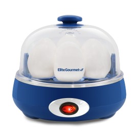 Elite Gourmet EGC322CBL Easy Egg Cooker Electric 7-Egg Capacity, Soft, Medium, Hard-Boiled Egg Cooker with Auto Shut-Off, Measuring Cup Included, BPA Free, Classic Blue
