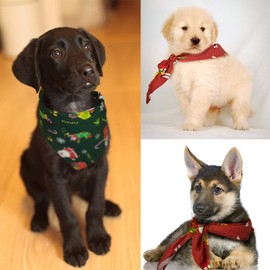 heartybay Christmas Dog Bandana, Triangle Bibs Scarf Christmas Costume for Medium Dogs Cats Pets Animals 2 Pack