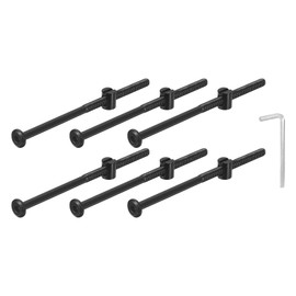QUARKZMAN Pack of 12 Hex Bolts Bolts with Barrel Nuts, M6 x 120 mm Hex Furniture Bed Bolts with Wrench for Chairs and Cribs, Black