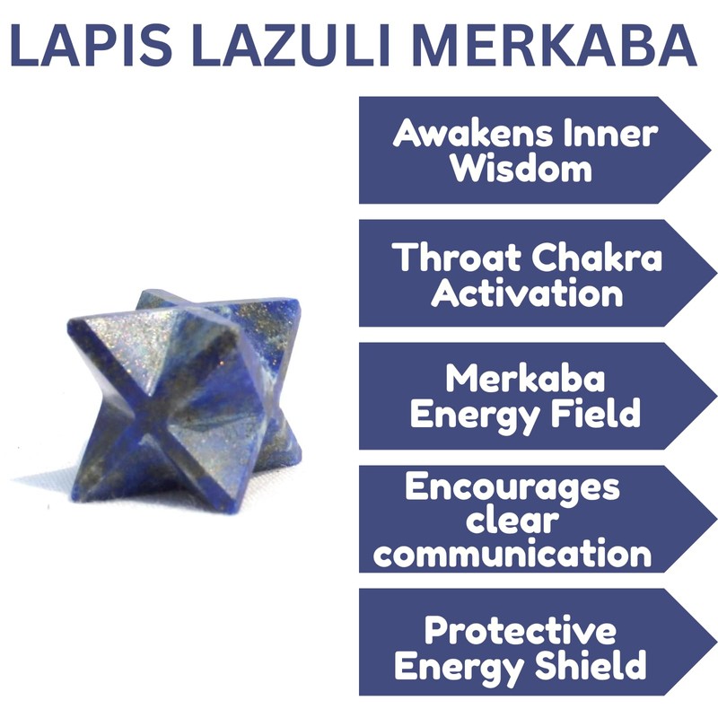 Prajet Crystal Lapis Lazuli Merkaba 1 Inch Star Natural Polished