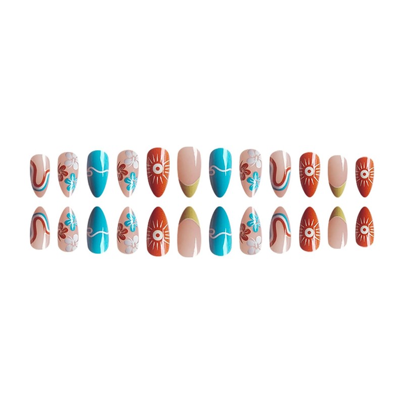 Almond Press On Nails Medium Fake Nails French Tip Nails