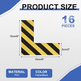 PATIKIL 5S Location Marking Corner, 16 Pcs 15 x 15 x 5 cm PVC L-Shape Floor Marking Tape Workplace Floor Organization Markers for Office Warehouse Desk Table Top, Yellow/Black