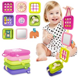 weirtoya Busy Board for 1 Year Old, Toddler Travel Toys for Toddler 1-3 Montessori Toys for 1 Year Old Travel Activities Busy Cube Gifts for Baby Boy Girl My First Montessori Busy Board