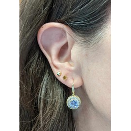 18K Gold Plated Dangle Earrings for Women with Brilliant Round Cubic Zirconia Drop Design