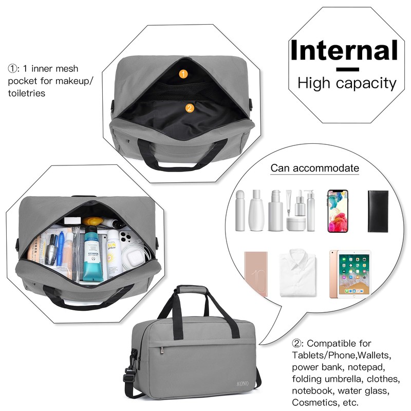 Kono 35x20x20 Holdall Cabin Luggage Travel Bag Under Seat Flight