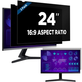 Magicmoon 2-Pack 24 Inch Computer Privacy Screen Filter, Anti-Spy/Glare Protector Film for Widescreen Monitor with 16:9 Aspect Ratio (Width x Height: 531mm x 298mm)