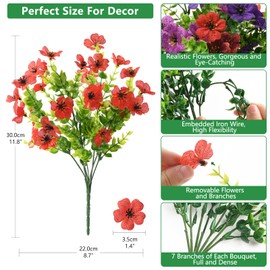 Homsunny Artificial Fake Flowers Plants Outdoors Spring Decor, Faux Flowers Silk Daisy Eucalyptus Plants UV Resisitant for Outside Planter Pot Front Porch Garden Patio Decoration(12 Bundles)