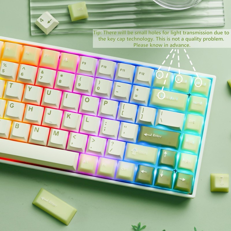 Womier Matcha Green Keycaps PBT, Jelly Keycaps 60 75 100