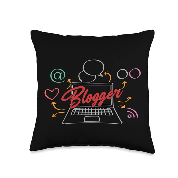 Blogger Computer Story Blogging Influencer Writer Author Throw Pillow
