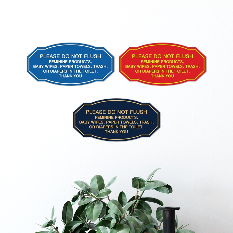 Signs ByLITA Victorian Please Do Not Flush Etiquette Sign (Brushed