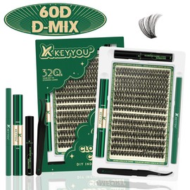 KEYYOU Christmas Gift KEYYOU DIY Lash Clusters Kit 60D 70D 80D 90D Individual Lashes D Curl 8-18MIX Waterproof Ultra Soft & Comfortable Lash Extension Makeup - Specification: 60D Lash Kit