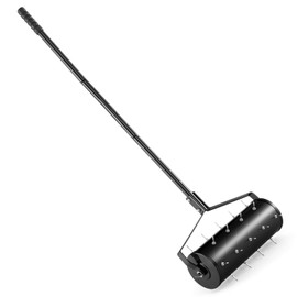 IRONMAX Rolling Lawn Aerator, Sand/Stone Filled Manual Dethatching Soil Aerating Push Tool with Ergonomic Handle, Grass Aerator Lawn Tool for Yard, Garden, Lawn Health Care (21''W x 51''H)