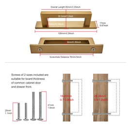 TUNNY 10 Pack Square Solid Cabinet Handles-3"/76mm Screw Spacing Brushed Champagne Gold Furniture Hardware Handles for Kitchen Cabinets Bedroom Dresser Wardrobe Cabinet Pulls