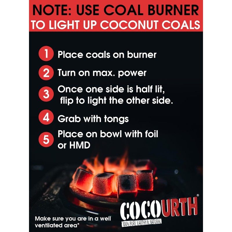 CocoUrth 100% Natural Hookah Coconut Shell Charcoal Cube 25x25x25mm 72
