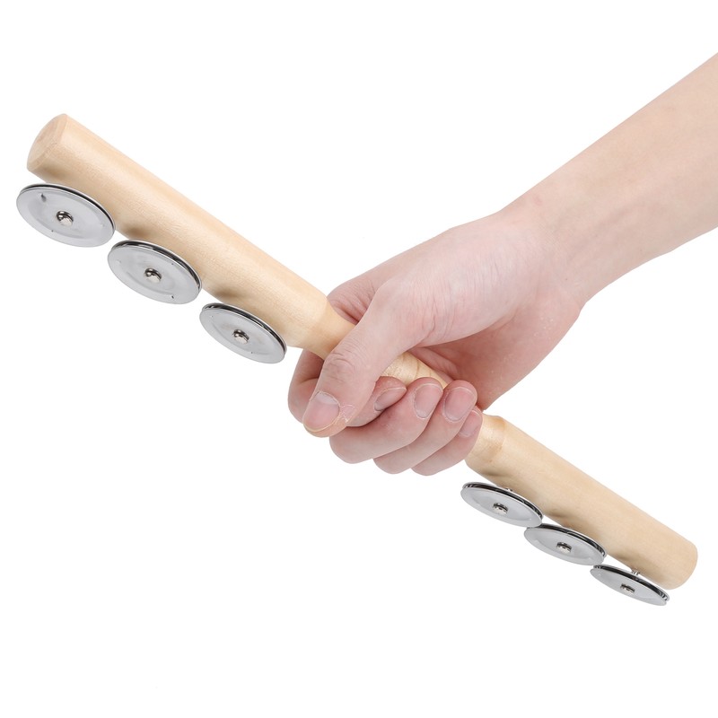 2Pcs Children Percussion Musical Toy Wooden Hand Bell Rattle Shaker