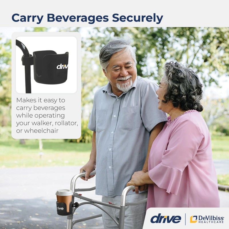 Drive Medical Universal Clamp-On Cup Holder For Walker, Rollator, &