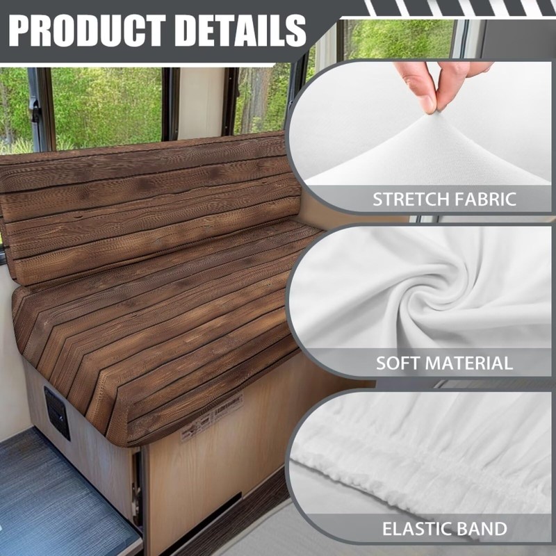 SEANATIVE Wood Grain RV Dinette Cushion Covers Couch Cover 2