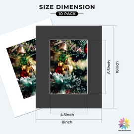 Mat Board Center, 10 Pack Pre-Cut 8x10 Picture Mats for 5x7 Photos/Prints - Acid Free, Bevel Cut, White Core, 4-Ply Thickness (White & Black)