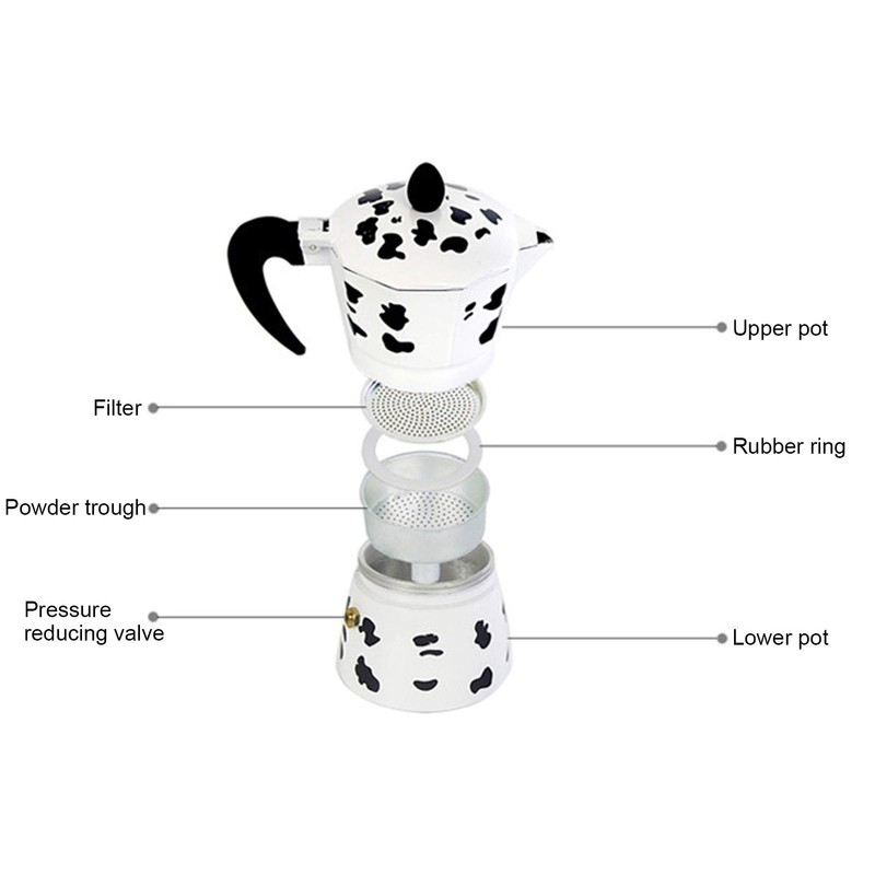 Aluminium Coffee Pot - Coffee Maker - Milk Cow Color