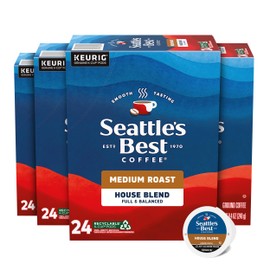 Seattle’s Best Coffee, Medium Roast K-Cup Coffee Pods, House Blend, 100% Arabica, 4 Boxes (96 Pods Total)