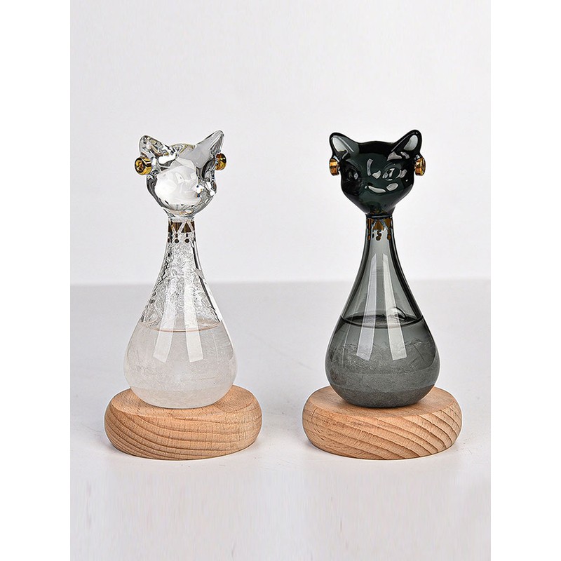 Weather Predictor Cat Bottle Black Ergonomic Rugged Glass Weather Predictor