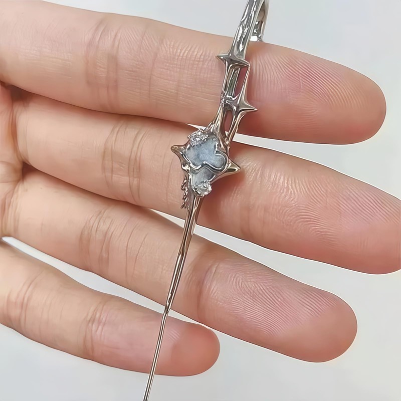 2Pcs Silver Snake Cuff Hook Needle Earrings Set for Women