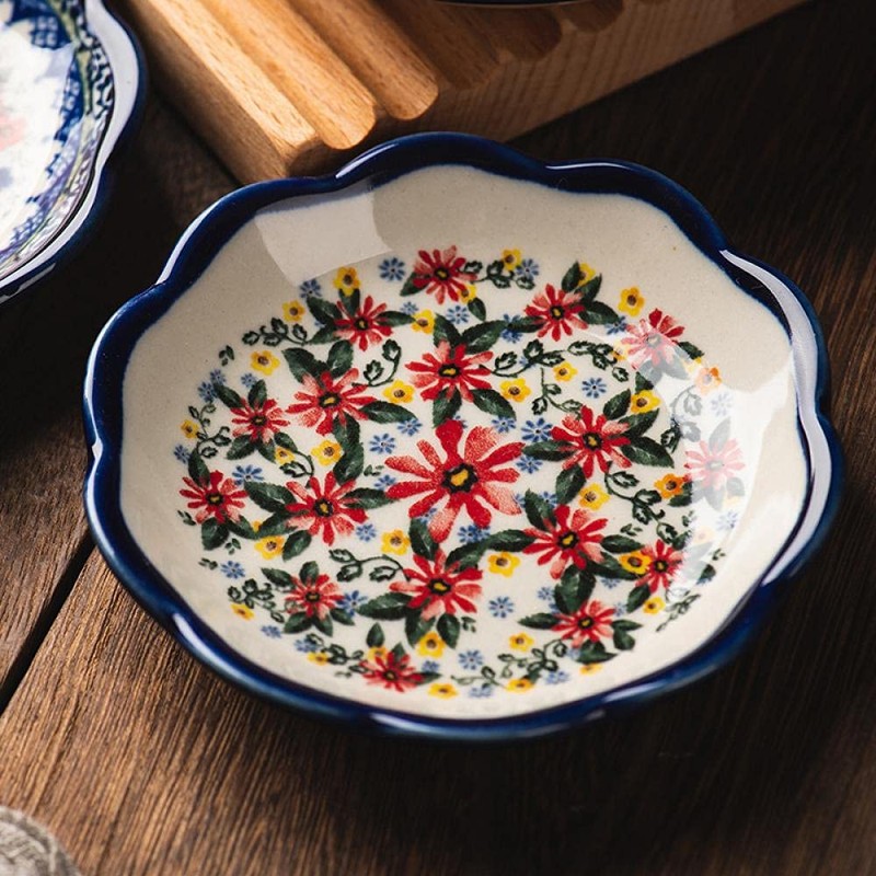 Sizikato 4pcs Porcelain Appetizer Plate, 4-Inch Snack Plate Sauce Dipping