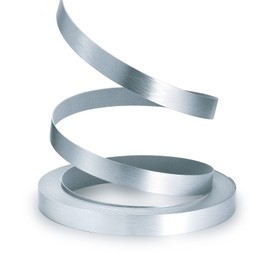 ZYJT Silver Edge Banding, Brushed Aluminum 3/4" x 100ft Non Glued Flexible Durable Real Wood PVC Veneer Edge Trim for DIY Table Cabinet Furniture Decorative Trim