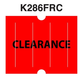 Fluorescent Red with Black "Clearance" Labels to fit Towa®GL/ SpeedyMark4/ Halmark Model "L" Price Guns 16 Pack (Free Ink Roll Included)