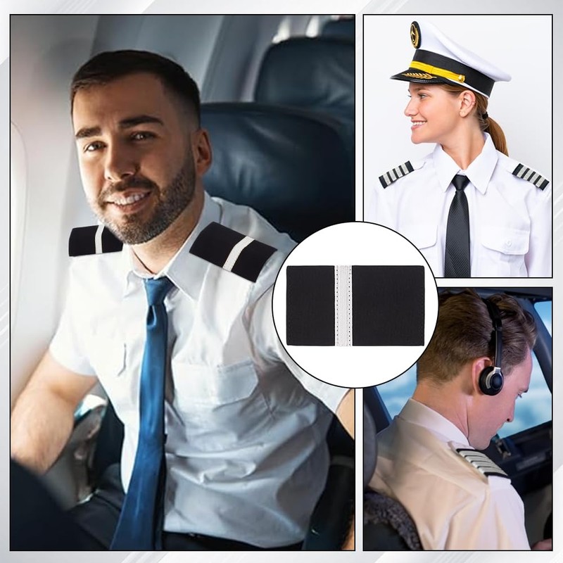 BENECREAT 2 Pairs Uniform Bars Airline Pilot Epaulets with White