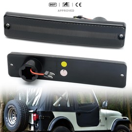 Amber Led Side Marker Lights Replacement for 1972-1986 J'eep CJ5 CJ7 Scrambler CJ8 Wagoneer J10 J20 Pickup Front Fender Side Markers Turn Signals OEM Sidemarker Lamps Kit Smoked Lens