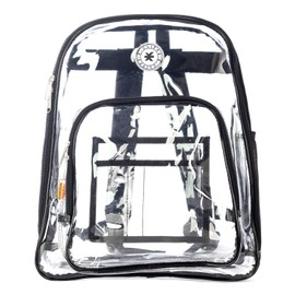 K-Cliffs Clear Backpack Heavy Duty See Through Student Bookbag Large Durable School Bag Quality Transparent PVC Travel Security Workbag Black