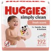 Huggies Simply Clean Fresh Scent Baby Wipes, 3 Flip-Top Packs