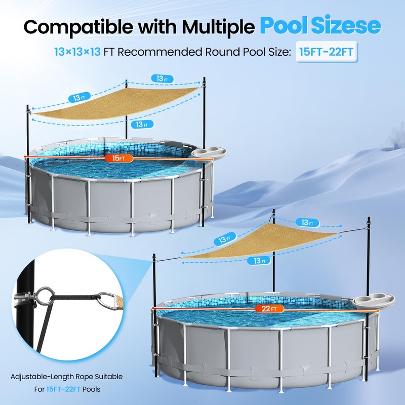 Vidoya Above Ground Pool Canopy Sunshade Set with Storage Tray