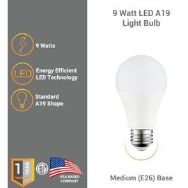 Diodesy- Pack of 48 A19/LED/9W/65K/48PK A19 LED Light Bulb for Bed and Living Room, 9 Watts, 6500K Daylight, Non-Dimmable, No Flicker Standard, E26 Medium Base, ETL Listed