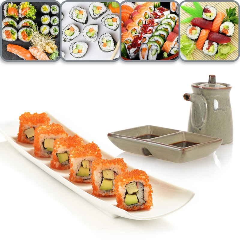 com-four® 2 Piece Sushi Serving Set - Ceramic Sauce Bowl