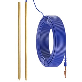 Copper Alloy Ground Rod,Portable Plug Grounding Rod Kit with 50ft Copper Wire & Alligator Clip for Electric Fences, Grounding Mats,Generator Antennas,Satellite Dishes (Copper Alloy Ground Rod)
