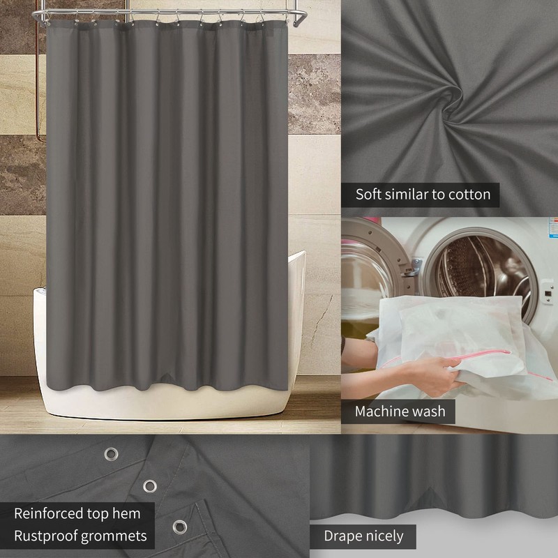ALYVIA SPRING Extra Long Fabric Shower Curtain Liner Waterproof -